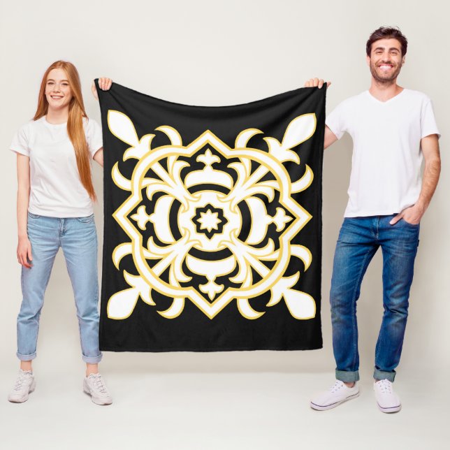 Manta Polar Negro, blanco y oro (In situ)