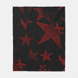 Manta Polar Negro con cubierta de flores de las Estrellas Roja