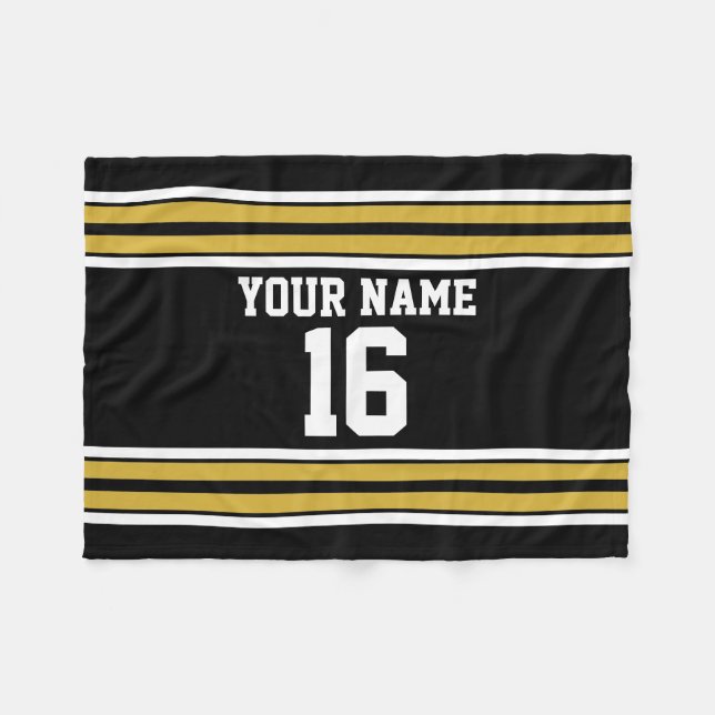 Manta Polar Negro con Gold White Stripes Team Jersey (Frente (Horizontal))
