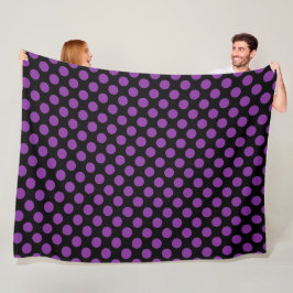 MANTA POLAR NEGRO CON PUNTOS DE POLKA PURPLE