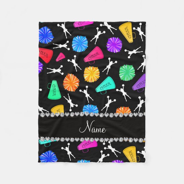 Manta Polar Negro conocido de encargo que anima pompoms (Anverso)