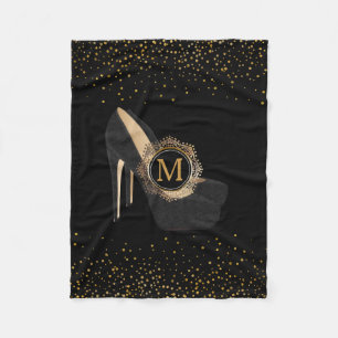 Manta Polar Negro elegante de los tacones altos del monograma