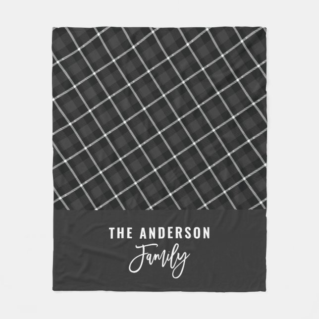 Manta Polar Negro gris moderno minimo otoño rústico invierno (Anverso)