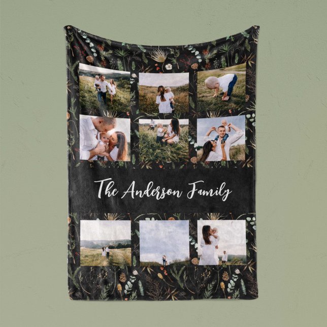 Manta Polar Negro moderno 9 foto acuarela floral botánica (Subido por el creador)