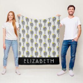 Manta Polar Negro| Monograma o nombre personalizado del tenis 