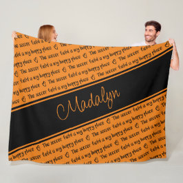 Manta Polar negro naranja El campo de fútbol es mi lugar feliz