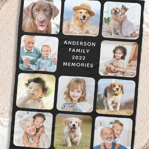 Manta Polar Negro personalizado moderno de 11 Collages de foto