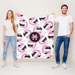 Manta Polar negro rosa La cancha de voleibol es mi lugar feliz