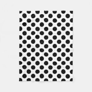 Manta Polar Negro sobre puntos de polka de gran tamaño blanco