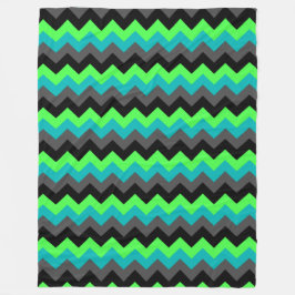 Manta Polar Negro Verde Ombre Chevrs Gran Fleece Blanket