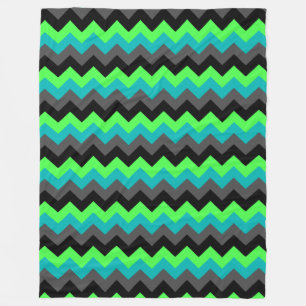 Manta Polar Negro Verde Ombre Chevrs Gran Fleece Blanket
