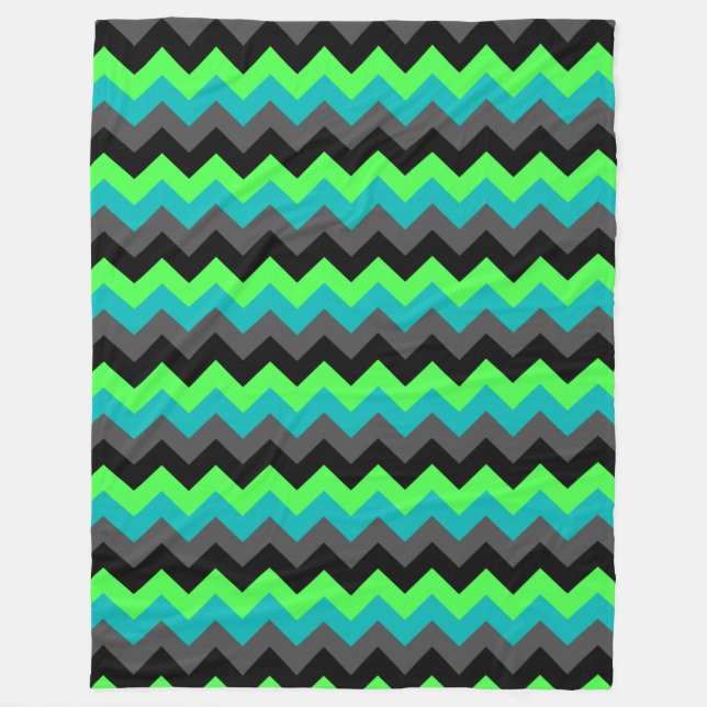 Manta Polar Negro Verde Ombre Chevrs Gran Fleece Blanket (Anverso)