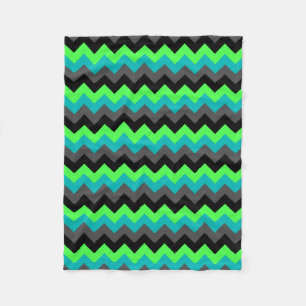 Manta Polar Negro Verde Ombre Chevrs Pequeña Fleece Blanket
