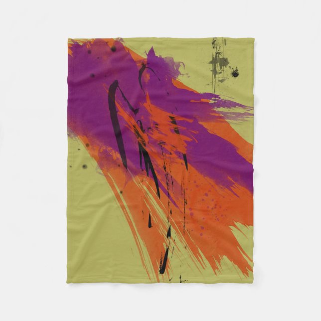 Manta Polar Negro verde púrpura anaranjado de las acuarelas (Anverso)