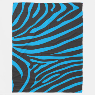 Manta Polar Negro y estampado de zebra de la turquesa