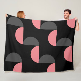 Manta Polar Negro y gris rosado moderno de mediados de siglo