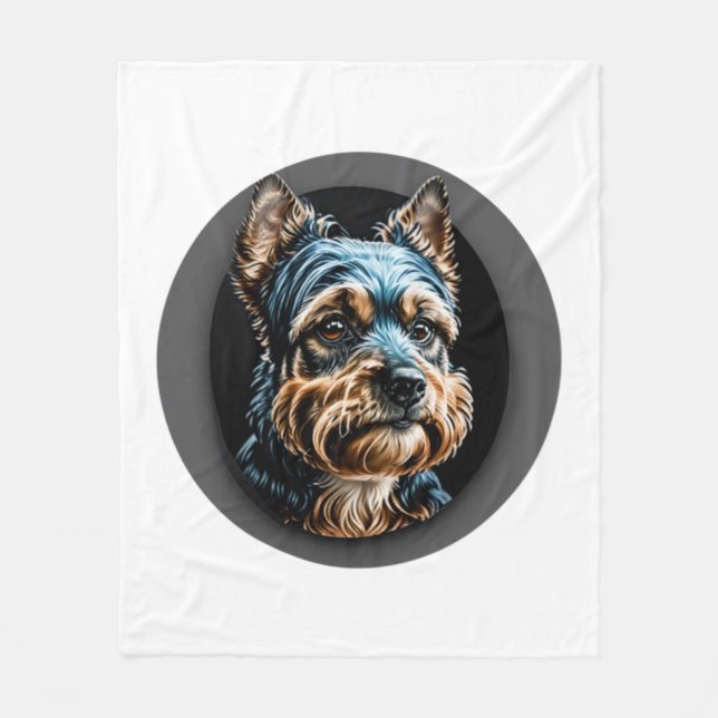Manta Polar negro yorkshire terrier (Anverso)