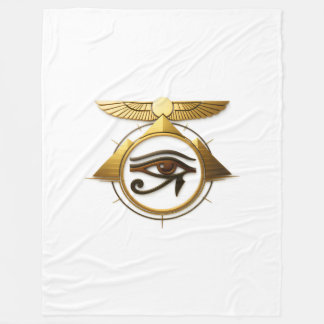 Manta Polar NeoAnkh Ojo de Horus Dorado 3D y Disco Solar Alado