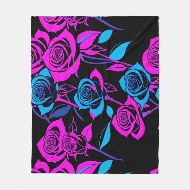 Manta Polar Neon Colored Roses (Anverso)