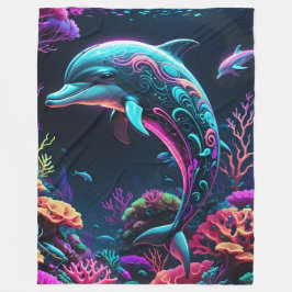 Manta Polar Neon Dolphin Fleece Blanket
