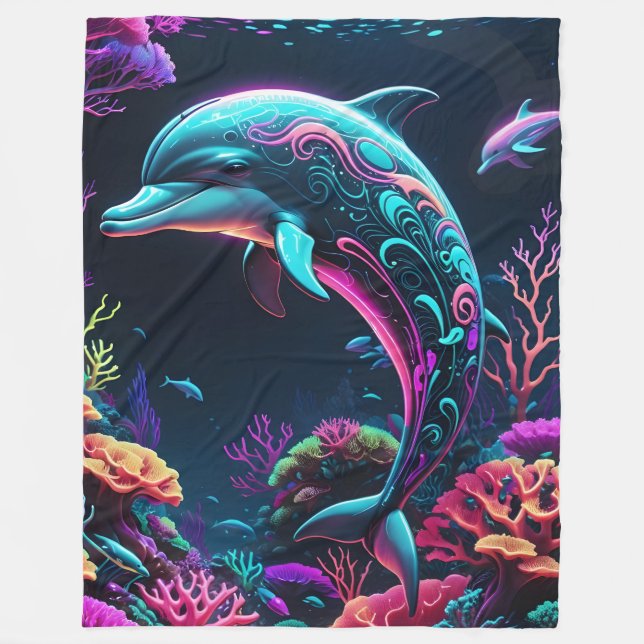 Manta Polar Neon Dolphin Fleece Blanket (Anverso)