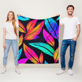Manta Polar Neon Feather Pattern Vibrant Art