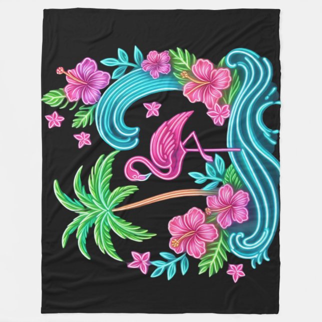 Manta Polar Neon Flamingo Tropical (Anverso)