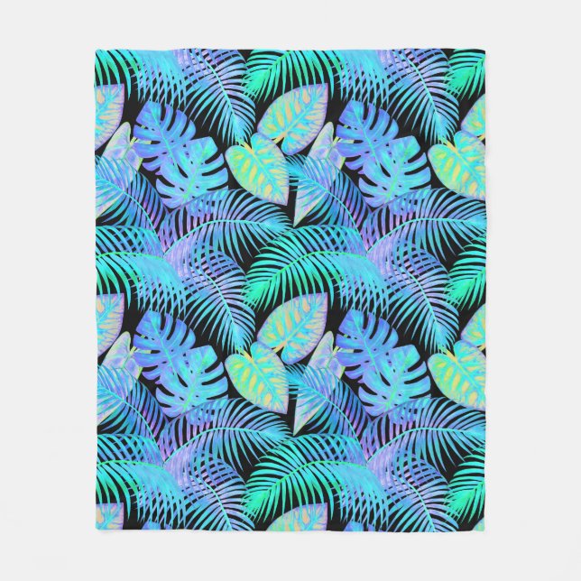 Manta Polar Neon Leaves Tropical (Anverso)