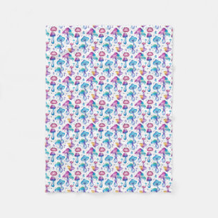 Manta Polar Neon Mushrooms Fleece Blanket - Trippy Psychedelic