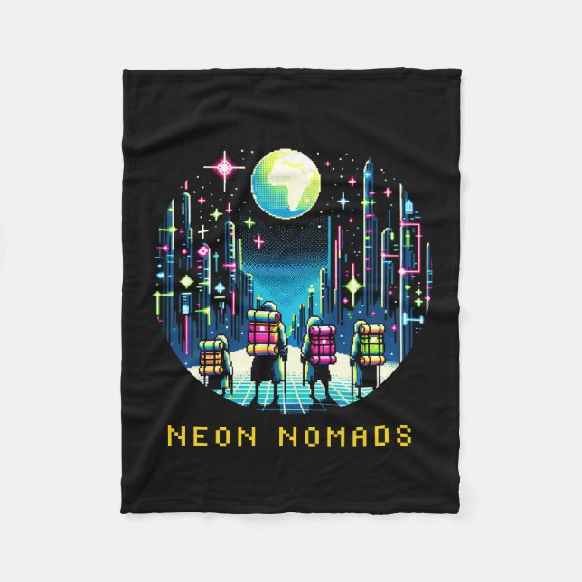 Manta Polar Neon Nomads de 8 bits - Cyberpunk City Adventure (Anverso)