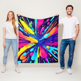 Manta Polar Neon Paint Explosion on Dark Canvas