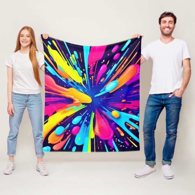 Manta Polar Neon Paint Explosion on Dark Canvas (In situ)