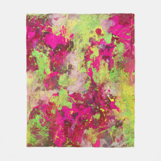 Manta Polar Neon Pink Lime Abstract Splatter Art Blanket