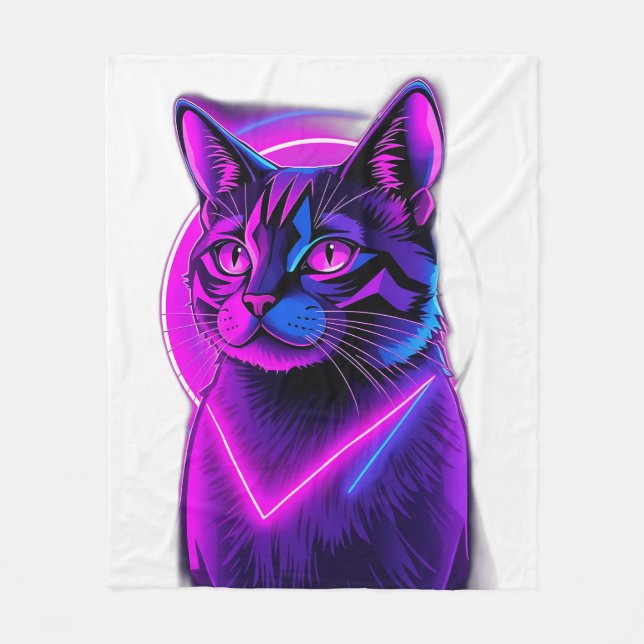 Manta Polar Neon Synthwave Cat Art (Anverso)