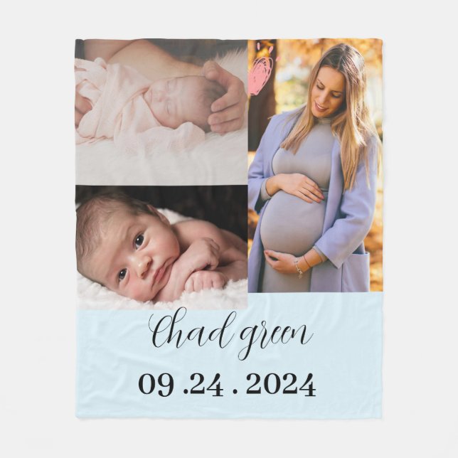 Manta Polar Neonato de foto azul para bebé (Anverso)