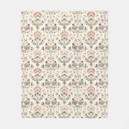 Manta Polar Neutral Blush Gray Botanical Fleece Blanket