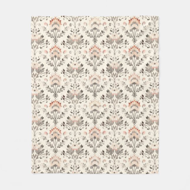 Manta Polar Neutral Blush Gray Botanical Fleece Blanket (Anverso)