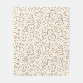 Manta Polar Neutral Boho Christmas Gingerbread Man Beige