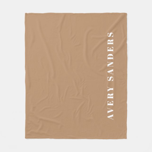 Manta Polar Neutral Khaki simple moderno nombre personalizado  (Anverso)