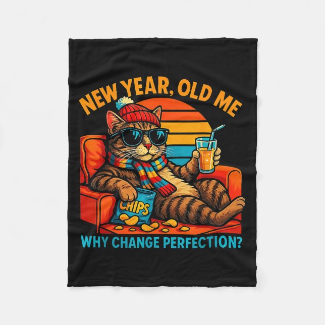 Manta Polar New Year Old Me Funny Cat Retro Lazy Meme Gift  (Anverso)
