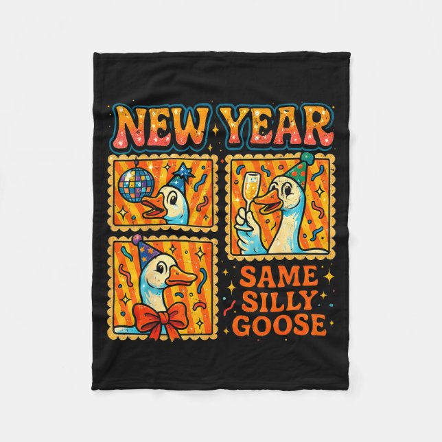 Manta Polar New Year Same Silly Goose Funny Retro Party Gift  (Anverso)