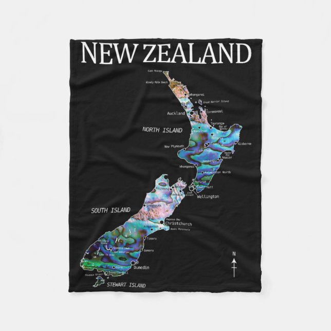 Manta Polar New Zealand Kiwi Detailed Map  (Anverso)