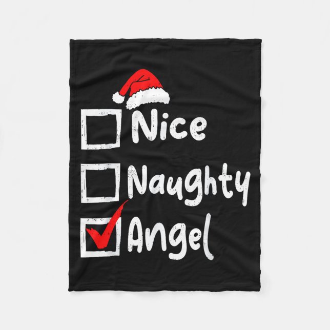 Manta Polar Nice Naughty Angel Funny Christmas List Family Mat (Anverso)