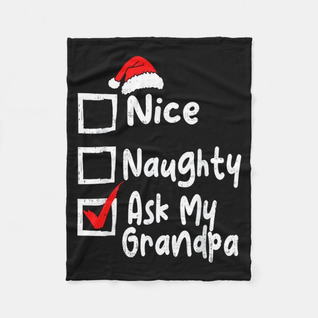 Manta Polar Nice Naughty Ask My Grandpa Funny Christmas List F (Anverso)
