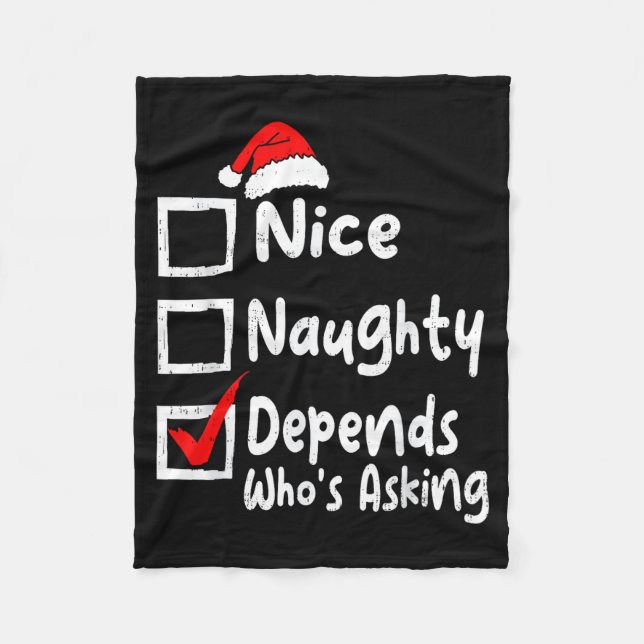 Manta Polar Nice Naughty Depends Whos Asking Funny Christmas L (Anverso)