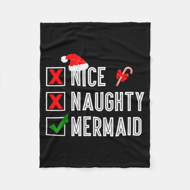 Manta Polar Nice Naughty Mermaid Merry Christmas Santa Claus X (Anverso)