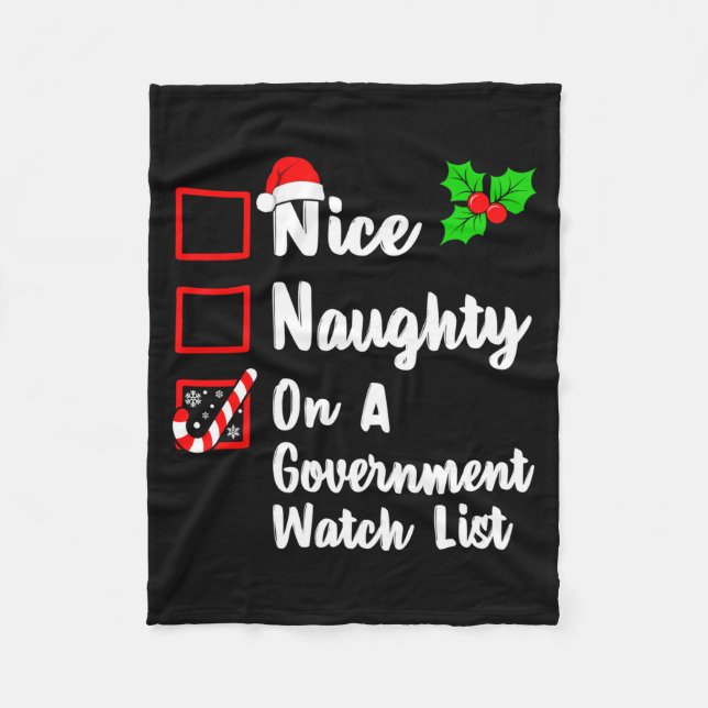 Manta Polar Nice Naughty On A Government Watch List Christmas  (Anverso)
