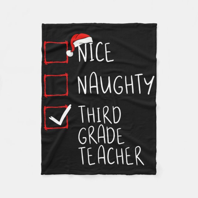 Manta Polar Nice Naughty Third Grade Teacher Christmas List Sa (Anverso)