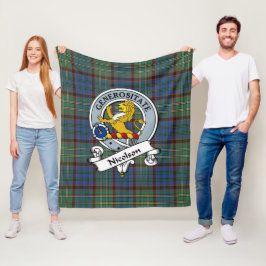Manta Polar Nicolson Caza Antigua Placa de Clan Tartán a Cuadr