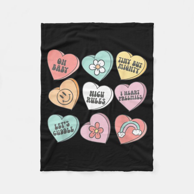 Manta Polar Nicu Nurse Valentine's Day Heart Candy Neonatal Ic (Anverso)